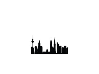Naklejka premium Kuala Lumpur city skyline silhouette on white background