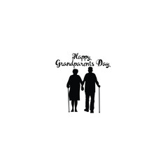 Happy grandparents day silhouette on white background