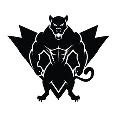 Powerful Muscular Black Panther Mascot Logo Design
