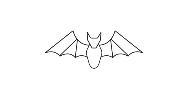 Flying bat silhouette icon animation. Bat vampire flying concept logotype background.