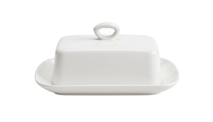 Fototapeta premium Elegant white square dish with lid, modern tableware for stylish serving and storage