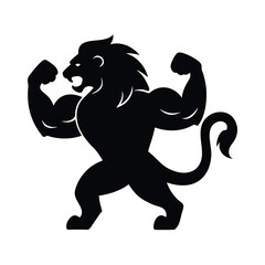 Powerful Muscular Lion Silhouette Strong, Majestic, and Fierce Animal Illustration
