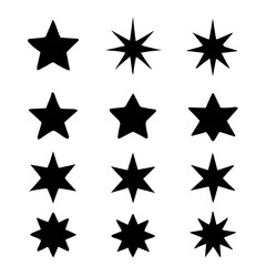 Obraz premium Twelve Black Star Shapes, Graphic Design Elements, Icons, Vector Illustration