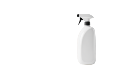 Isolated white spray bottle on black background, a minimalist cleaning essential for home and office
