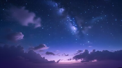 Fototapeta premium A breathtaking view of the night sky showcasing a myriad of stars and wispy cloud