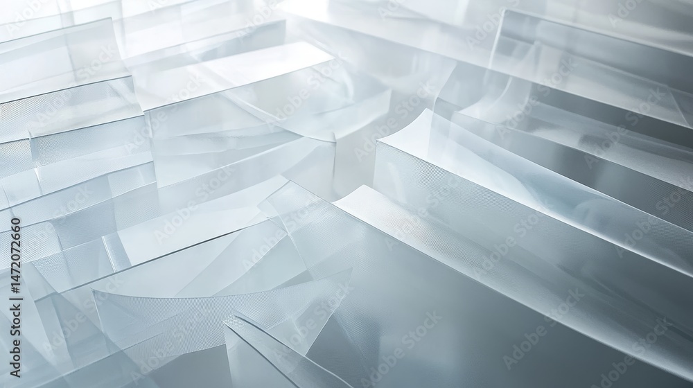 Poster abstract design of translucent rectangular forms.