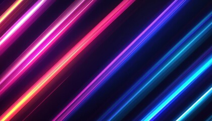 Abstract Neon Lines Background with Bright Pink Purple Blue and Red Glowing Stripes
