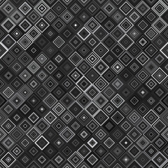 Fototapeta premium A complex, abstract seamless pattern featuring a dense arrangement of nested black, white, and gray rhombuses of varying sizes, creating a geometric and slightly chaotic texture.