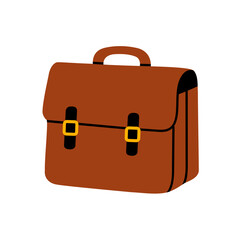 Classic brown satchel with buckles and flap, ideal for school or work