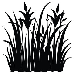 Elegant Black Silhouette of Wildflowers and Grasses