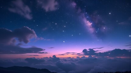 Fototapeta premium A breathtaking view of the night sky showcasing a myriad of stars and wispy cloud