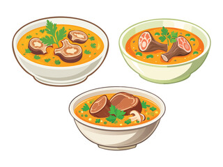 vector illustration of an Oxtail Soup (Rich, Slow-Cooked Soup Made from Oxtail)
