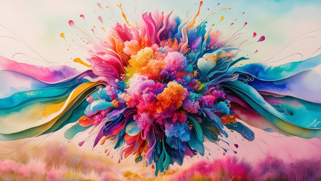 abstract watercolor background with powder splashes