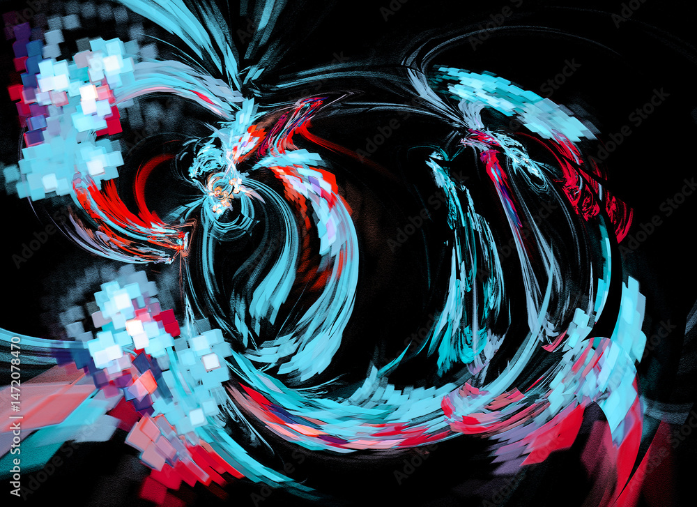 Fototapete abstract dynamic colorful background. blurred light blue and red squares and lines create a pattern 