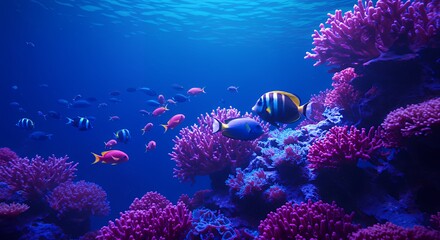 Fototapeta premium Vibrant Underwater Paradise: Colorful Coral Reef and Tropical Fish