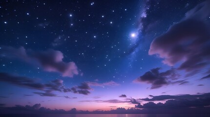 A breathtaking view of the night sky showcasing a myriad of stars and wispy cloud