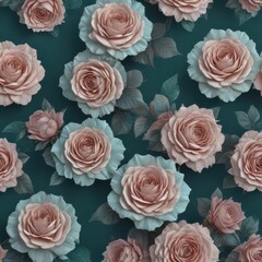 Subtle rose pattern, soft ombre, dark teal backdrop  , soft, ombre, teal