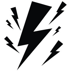 Powerful Lightning Bolt Icon Energy, Electricity, Storm, Power, Flash