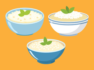 vector illustration of a Rice Pudding (Creamy Pudding Made from Rice, Milk, and Sugar)