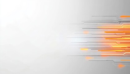 Abstract Technology Background with Orange and Gray Lines