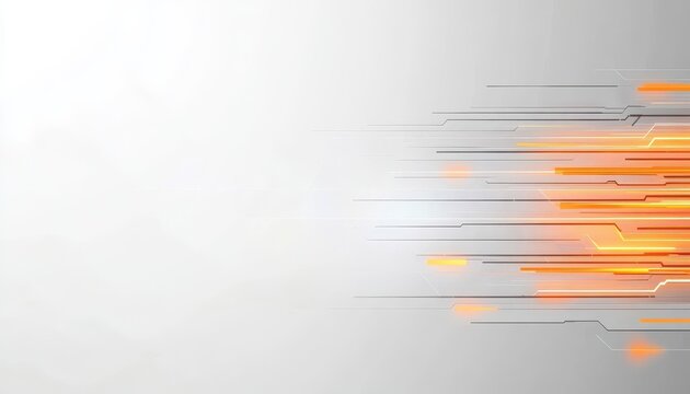 Abstract Technology Background with Orange and Gray Lines