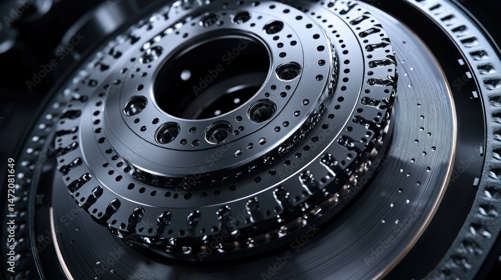 Poster precision machine parts in close-up. complex interplay of gears and metal components. high-tech manu