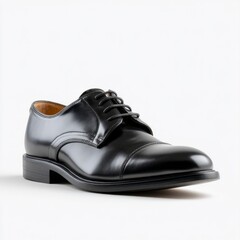 Gleaming ebony leather shoe, gentleman's autumn equinox spirit, sartorial elegance, nostalgia of yesteryear with polished finesse