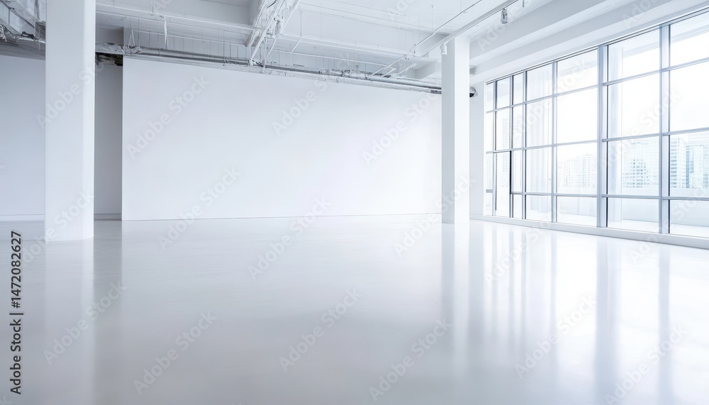 Aufkleber bright empty modern office space with large windows and white walls