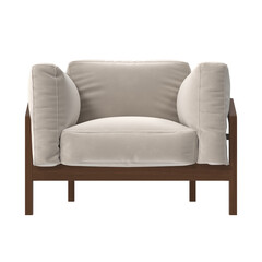 Modern boxy lounge chair front view isolated.