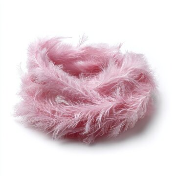 Fluffy pink feather boa curling whimsically, evoking vintage glamour, Panache Day festivities, and unexpected pillow fight shenanigans