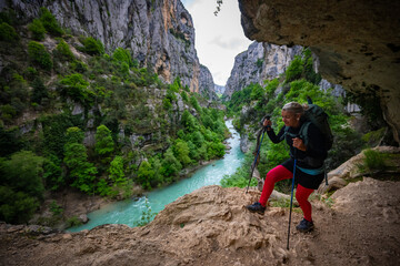 Female hiker Hiking in the Verdon National Park France