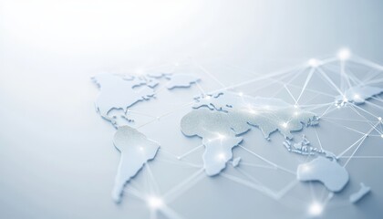Global Network Connections: A World Map of Interconnected Data Points