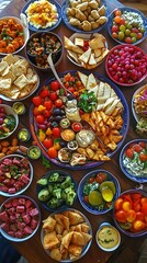 Fototapeta premium Muslim Family Breaking Fast During Ramadan with Food on the Table – Family Gathering at Iftar