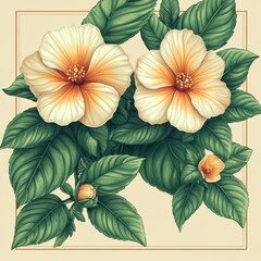 Fototapeta premium stylized flower with clean botanical frame, vector style