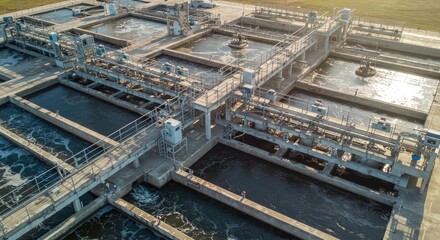 Fototapeta premium Wastewater treatment plant complex. Modern infrastructure for water purification