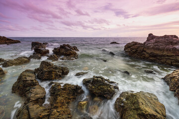 Beautiful sunset on the tropical sea at Phuket Province, Thailand.