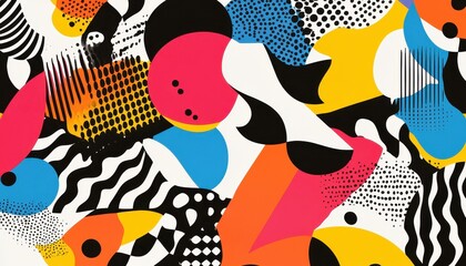 Vibrant Abstract Geometric Pattern with Bold Colors and Pixelated Texture
