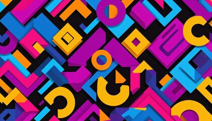 Vibrant Abstract Geometric Pattern with Isometric Shapes