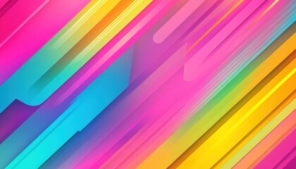 Vibrant Diagonal Abstract Background with Bright Pink Yellow Blue Gradient Stripes