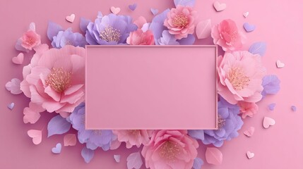 Floral arrangement with pink and blue flowers. Happy Mother’s Day Floral Greeting Card