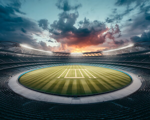 Cricket Stadium Sunset Panorama.