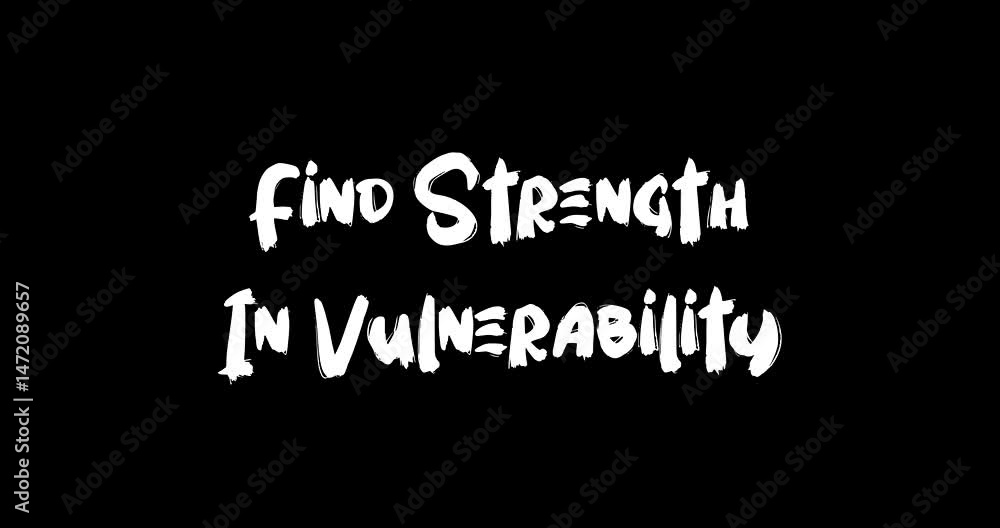 Poster find strength in vulnerability bold text typography quotation grunge transition animation effect on 