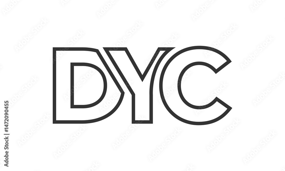 Poster dyc logo design template with strong and modern bold text. initial based vector logotype featuring s