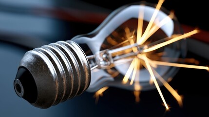 Spark of Brilliance Ignited by Surge of Innovation Captured in Vibrant Light Bulb Close-Up Image