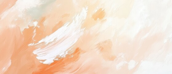 Abstract painting in soft peach and white tones.