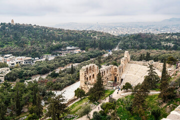 Odeon of Herodes Atticus with Athens Skyline