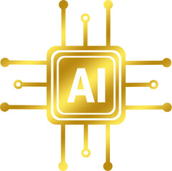 AI - processor, brain, best graphics on the web, vector, gold style