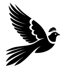 Black silhouette of a stylized bird in flight. Vector illustration.
