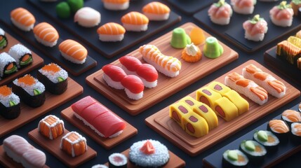 Various sushi and nigiri