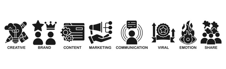Storytelling banner web icon vector illustration concept with icon of creative, brand, content, marketing, communication, viral, emotion, and share